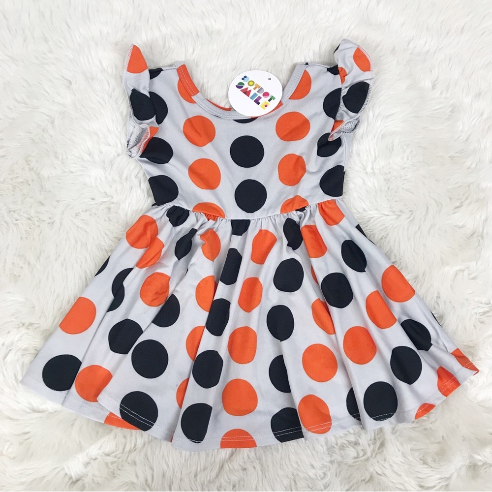 DOT DOT SMILE Baby Girl Polka Dot Halloween Dress Orange Black 6-12 Months